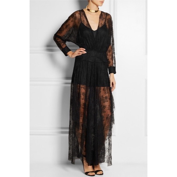 SOLD 🌈 MAJE GABRIELA LACE MAXI BLACK DRESS $520 - Picture 2 of 8
